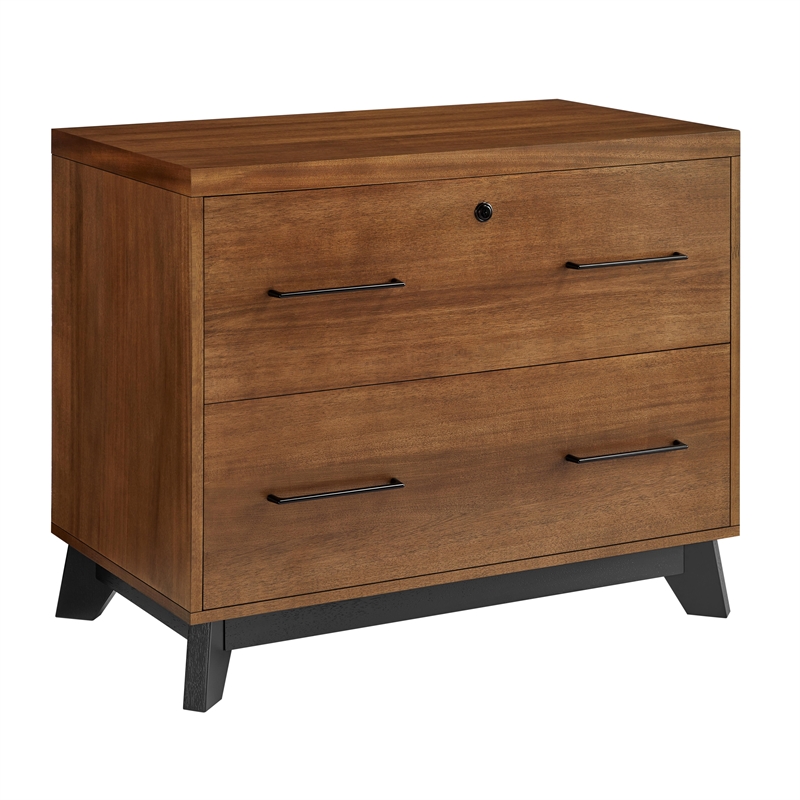 Pemberly Row Modern Wood Lateral File Drawer Fully Assembled Rich Medium Brown