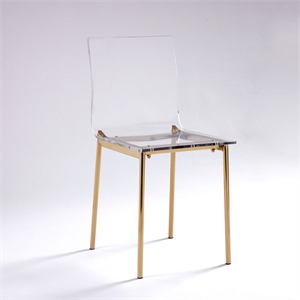 Pemberly Row Clear Acrylic Chiaro Dining Chair with Gold Legs (Set of 2)