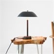 Pemberly Row Black Dome Table Lamp with Wood and Brass Details