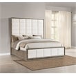 Pemberly Row Contemporary Wood Eastern King Panel Bed Taupe Oak and Cream