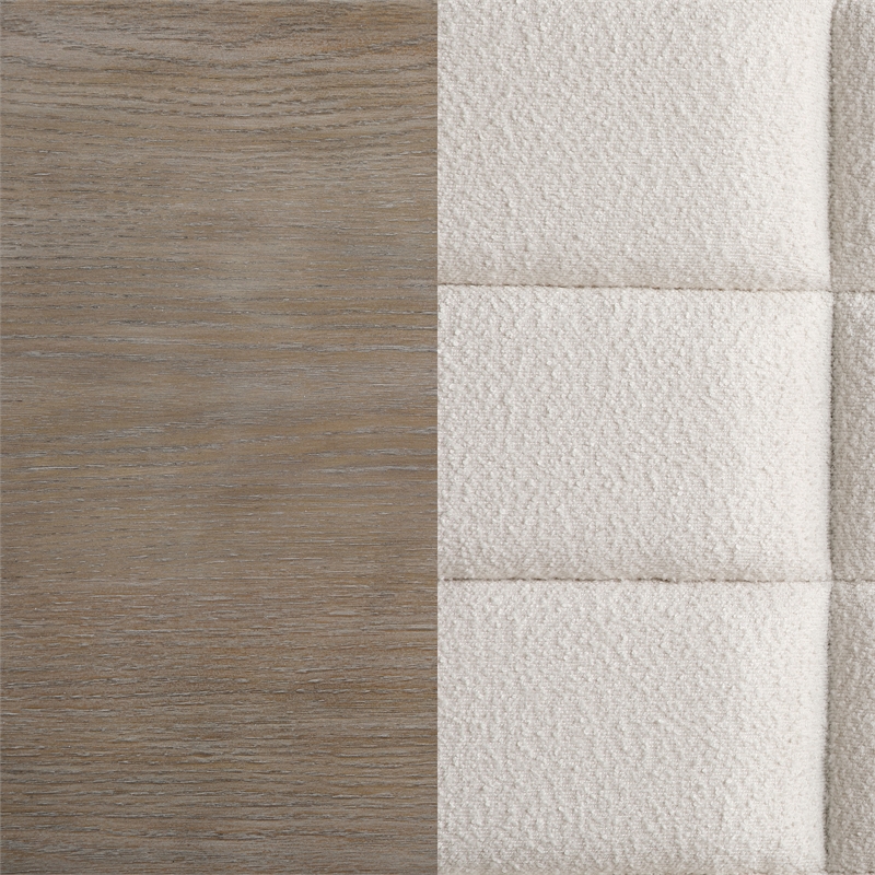 Pemberly Row Contemporary Wood Eastern King Panel Bed Taupe Oak and Cream