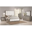 Pemberly Row Contemporary Wood Eastern King Panel Bed Taupe Oak and Cream