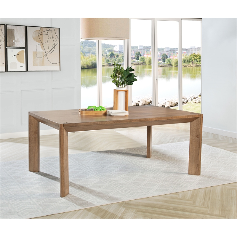 Pemberly Row Rectangular Farmhouse Wood Dining Table in Natural Brown