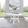 Pemberly Row Round Modern Wood Dining Table with Shelf in Pearl White