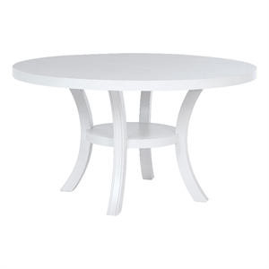Pemberly Row Round Modern Wood Dining Table with Shelf in Pearl White