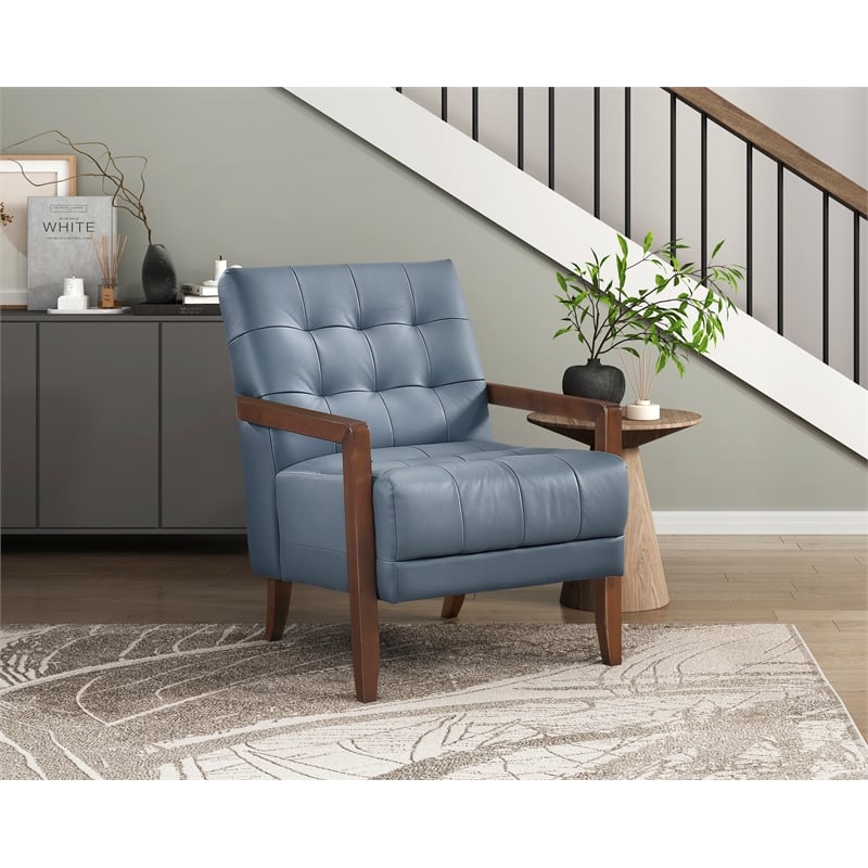 Pemberly Row Modern / Contemporary Leather Accent Chair in Blue