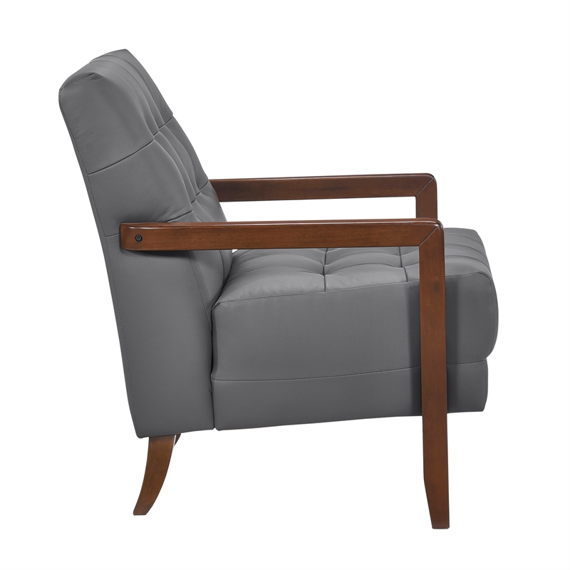 Pemberly Row Modern / Contemporary Leather Accent Chair in Dark gray