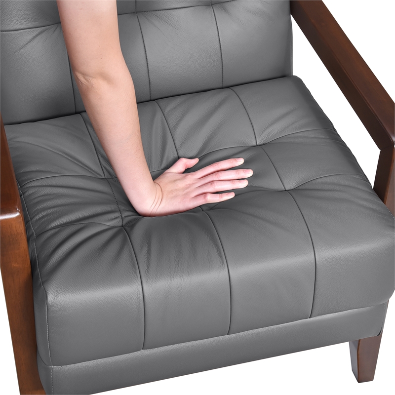Pemberly Row Modern / Contemporary Leather Accent Chair in Dark gray