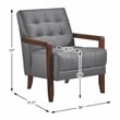 Pemberly Row Modern / Contemporary Leather Accent Chair in Dark gray