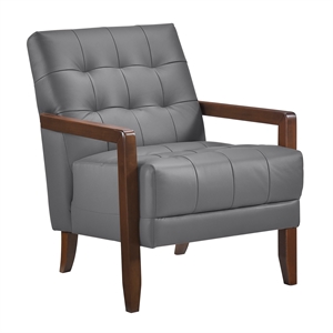 Pemberly Row Modern / Contemporary Leather Accent Chair in Dark gray