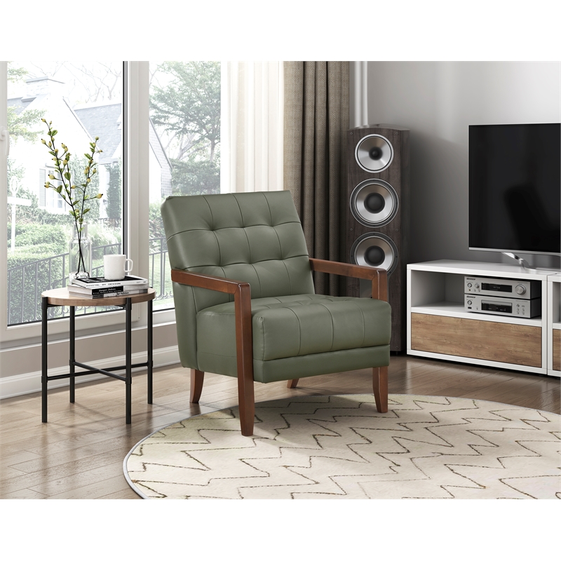 Pemberly Row Modern / Contemporary Leather Accent Chair in Green