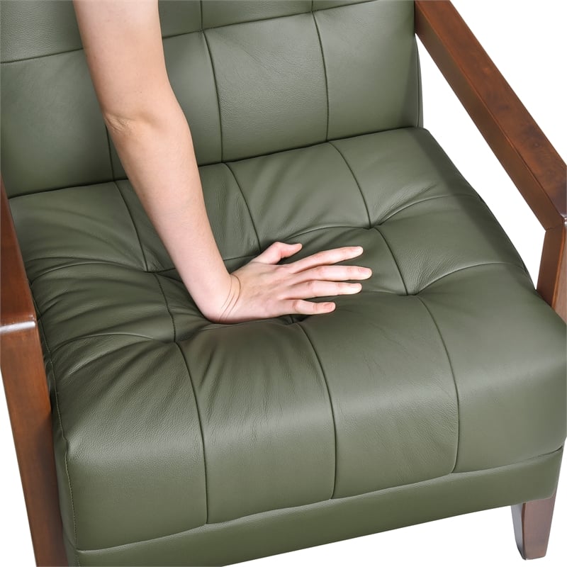 Pemberly Row Modern / Contemporary Leather Accent Chair in Green