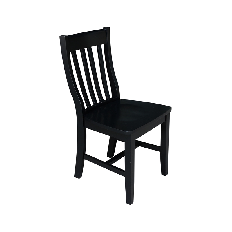 Pemberly Row Contemporary Wood Dining Chair in Black (Set of Two)