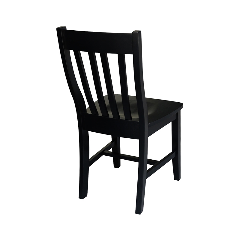 Pemberly Row Contemporary Wood Dining Chair in Black (Set of Two)