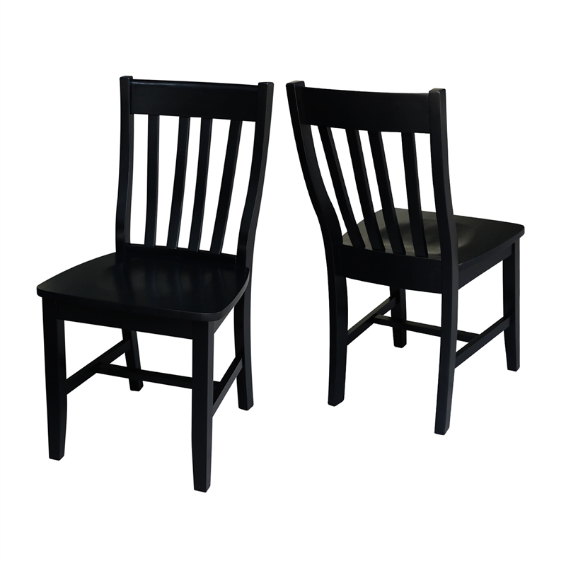 Pemberly Row Contemporary Wood Dining Chair in Black (Set of Two)
