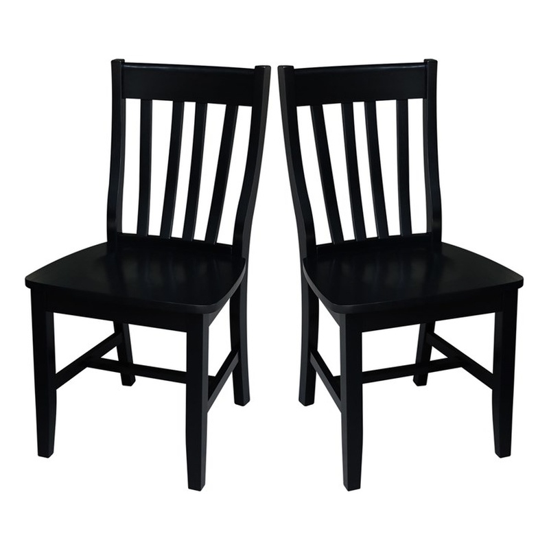Pemberly Row Contemporary Wood Dining Chair in Black (Set of Two)