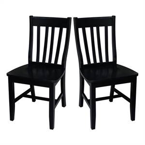 Pemberly Row Contemporary Wood Dining Chair in Black (Set of Two)