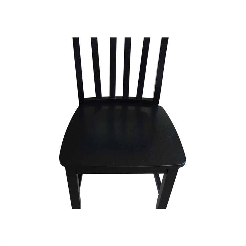 Pemberly Row Contemporary Wood Dining Chair in Black (Set of Two)