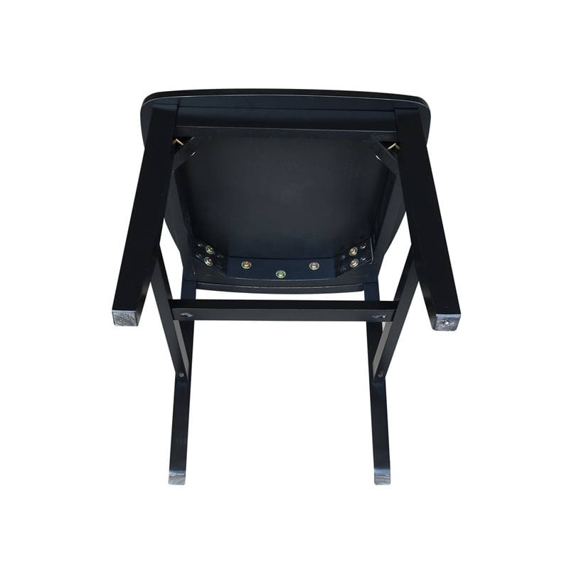 Pemberly Row Contemporary Wood Dining Chair in Black (Set of Two)