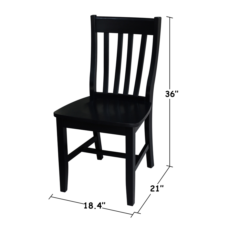 Pemberly Row Contemporary Wood Dining Chair in Black (Set of Two)