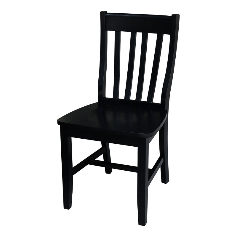 Pemberly Row Contemporary Wood Dining Chair in Black (Set of Two)