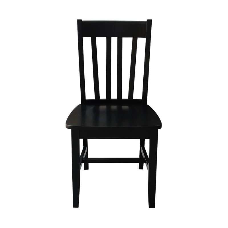 Pemberly Row Contemporary Wood Dining Chair in Black (Set of Two)
