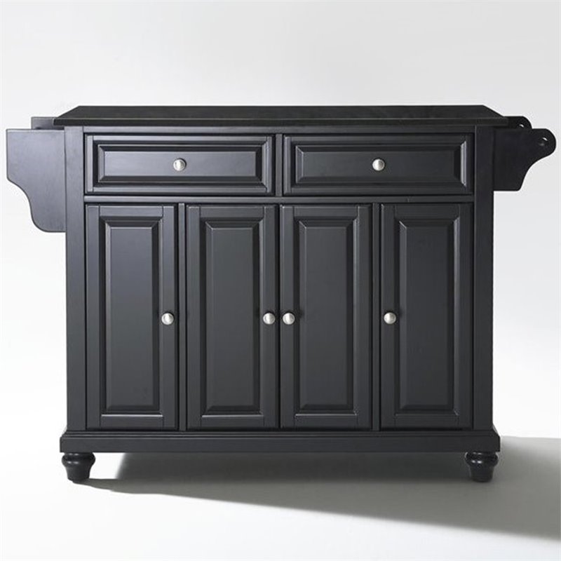 Pemberly Row Contemporary Wood Kitchen Island in Black/Cherry