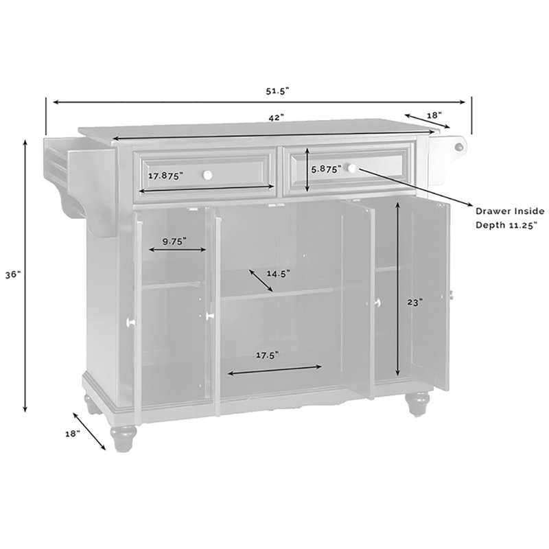 Pemberly Row Contemporary Wood Kitchen Island in Black/Cherry
