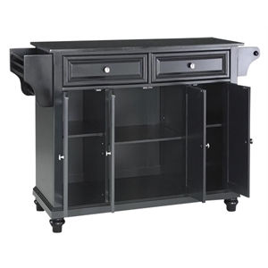 Pemberly Row Contemporary Wood Kitchen Island in Black/Cherry