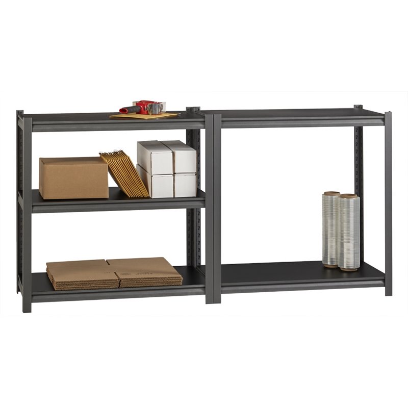 Pemberly Row 3200lb Riveted Metal Shelving 5-Shelf Unit in Gunmetal Gray/Black