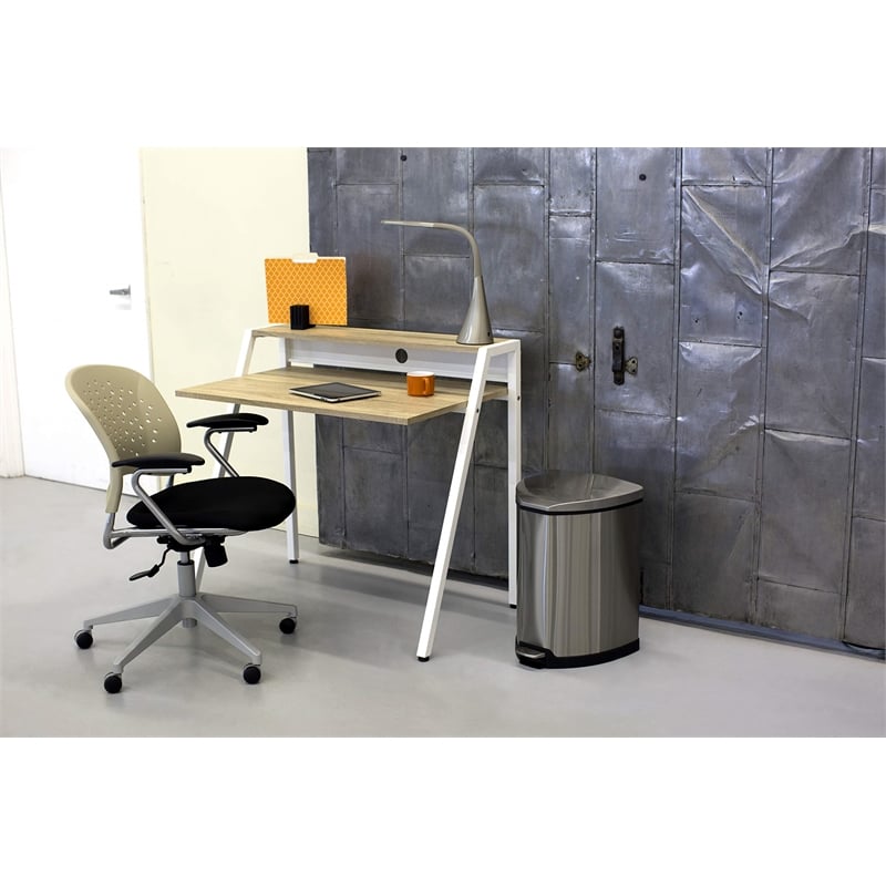 Pemberly Row Modern / Contemporary Writing Desk in Beech/White