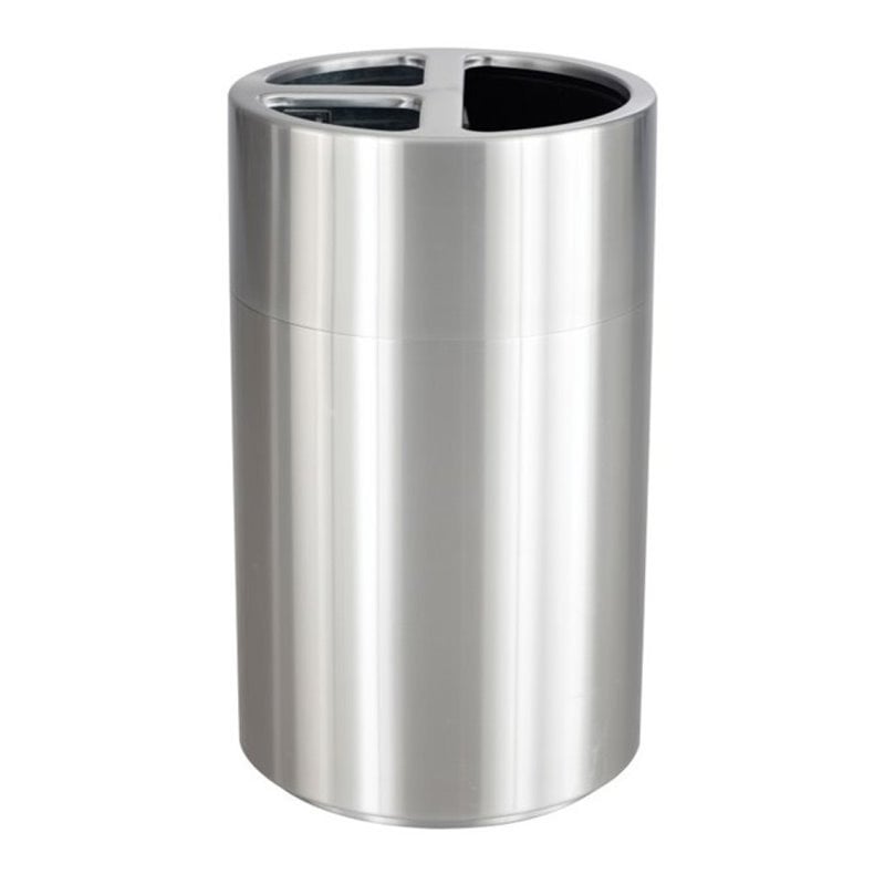 Pemberly Row 3 Section Recycling Receptacle in Stainless Steel