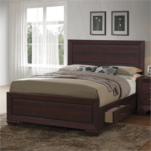 Pemberly Row 5-Piece Wood Queen Storage Bedroom Set in Cocoa