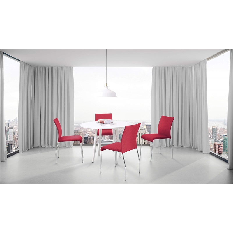 Pemberly Row Modern Stacking Chair in Cranapple Red Fabric 4-Pack