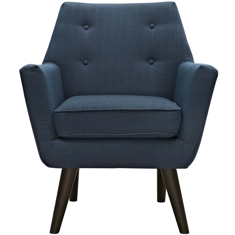 Pemberly Row Modern Upholstered Polyester Fabric Armchair in Azure Blue