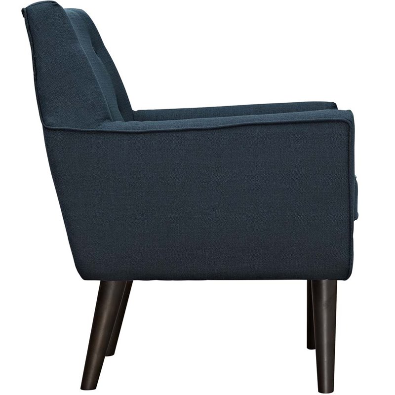 Pemberly Row Modern Upholstered Polyester Fabric Armchair in Azure Blue