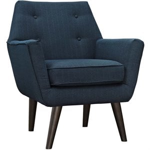Pemberly Row Modern Upholstered Polyester Fabric Armchair in Azure Blue