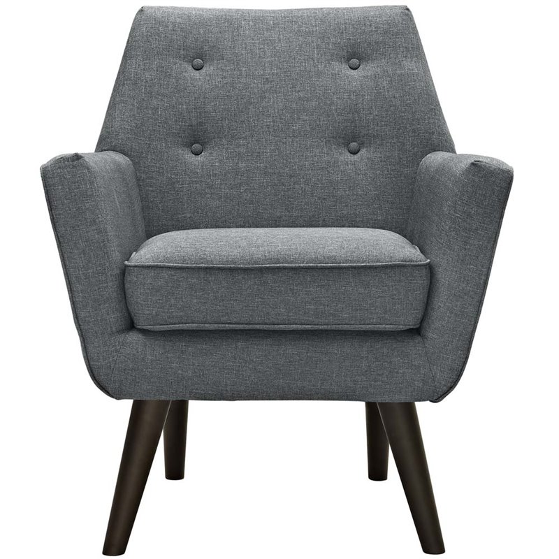 Pemberly Row Modern Upholstered Polyester Fabric Armchair in Gray
