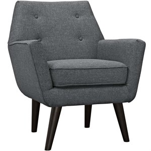 Pemberly Row Modern Upholstered Polyester Fabric Armchair in Gray
