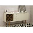 Pemberly Row Wood Wine Rack Sideboard in Maple Cream & Off White