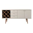 Pemberly Row Wood Wine Rack Sideboard in Maple Cream & Off White