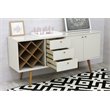 Pemberly Row Wood Wine Rack Sideboard in Maple Cream & Off White