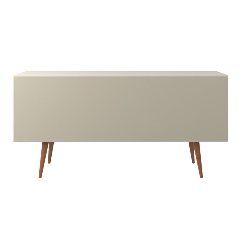 Pemberly Row Wood Wine Rack Sideboard in Maple Cream & Off White