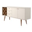 Pemberly Row Wood Wine Rack Sideboard in Maple Cream & Off White