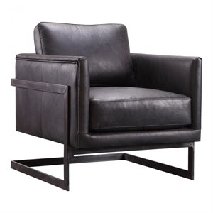 Pemberly Row Modern / Contemporary Leather Club Chair in Black