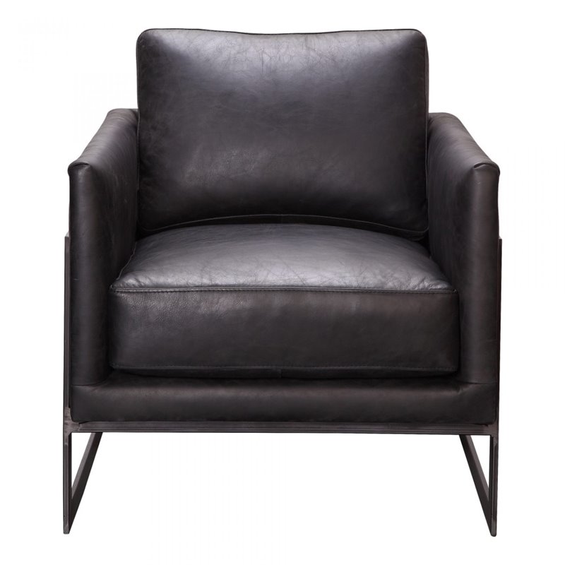 Pemberly Row Modern / Contemporary Leather Club Chair in Black