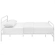 Pemberly Row Queen Powder Coated Sturdy Steel Bed Frame in White