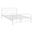 Pemberly Row Queen Powder Coated Sturdy Steel Bed Frame in White