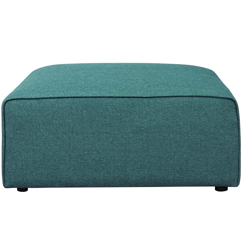 Pemberly Row Modern Polyester Fabric Ottoman in Teal Blue Finish