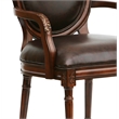 Pemberly Row Bonded Leather Cherry Finish Solid Wood Accent Chair